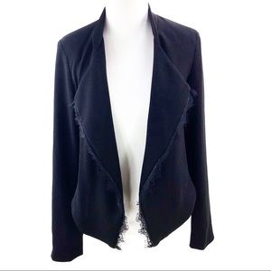 Anthropology Elevenses Lace Trim Open Blazer